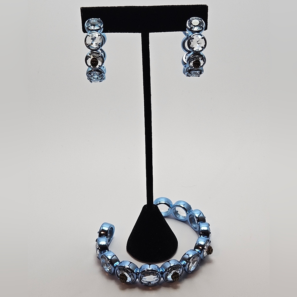 Kurt Geiger London Metallic Blue Eagle Head Earring and Cuff Set